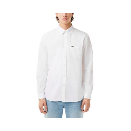 라코스테 Mens Woven Long Sleeve Button-Down Oxford Shirt