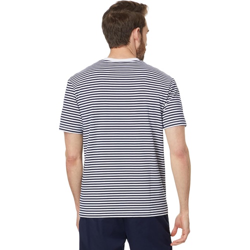 라코스테 Mens Lacoste Short Sleeve Classic Fit Stripped Crew Neck Tee Shirt