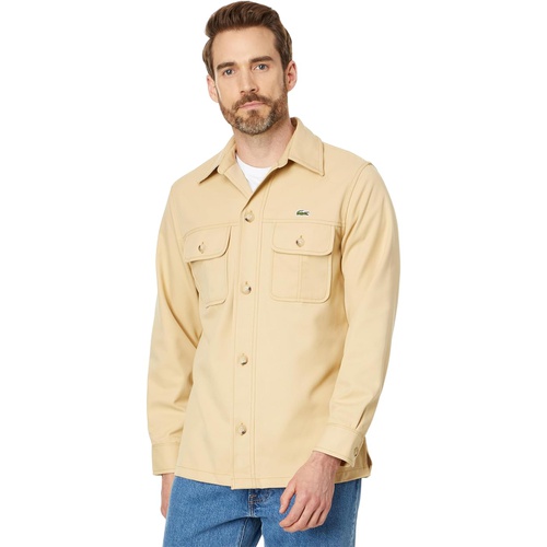 라코스테 Mens Lacoste Long Sleeve Overshirt Fit Button-Down Shirt w/ Two Front Pockets