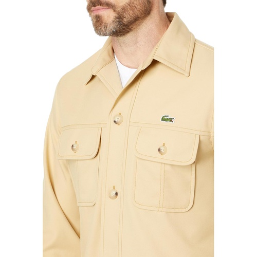 라코스테 Mens Lacoste Long Sleeve Overshirt Fit Button-Down Shirt w/ Two Front Pockets