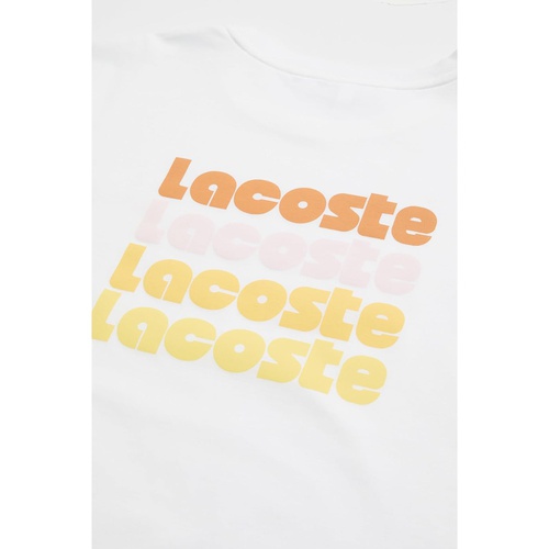 라코스테 Lacoste Kids Short Sleeve Crew Neck Large Wording Colorful Graphic Tee Shirt (Little Kid/Toddler/Big Kid)