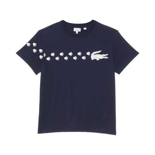 라코스테 Lacoste Kids Short Sleeve Paw Print Graphic Tee Shirt (Little Kid/Toddler/Big Kid)