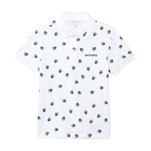 라코스테 Lacoste Kids Aop Do You Speak Lacoste Polo Shirt (Little Kid/Toddler/Big Kid)