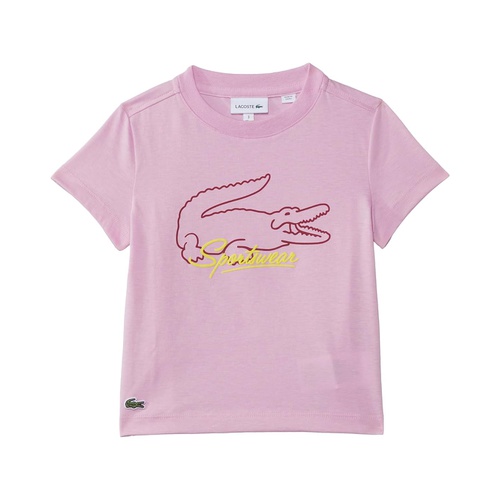라코스테 Lacoste Kids Short Sleeve Crew Neck Large Graphic Tee Shirt (Little Kid/Toddler/Big Kid)