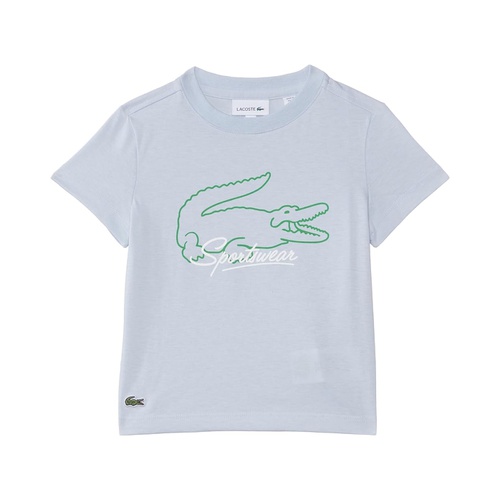 라코스테 Lacoste Kids Short Sleeve Crew Neck Large Graphic Tee Shirt (Little Kid/Toddler/Big Kid)