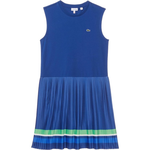 라코스테 Lacoste Kids Sleeveless Crew Neck Pleated Color Blocked Dress (Little Kid/Toddler/Big Kid)