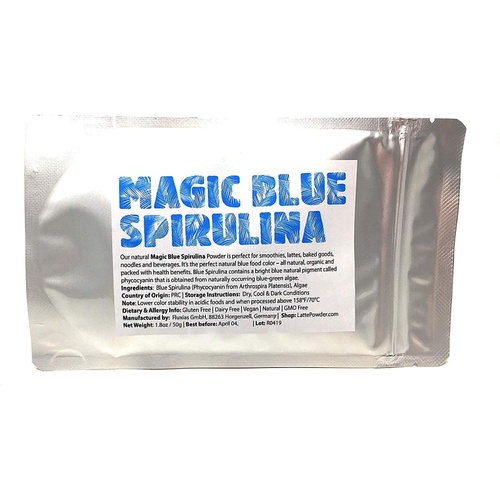  LattePowder Magic Blue Spirulina Powder - All Natural Blue Food Coloring Vibrant, Natural Blue Phycocyanin - Intense blue color, 100% natural, No fishy taste, Vegan, Gluten free Net Weight: 1.