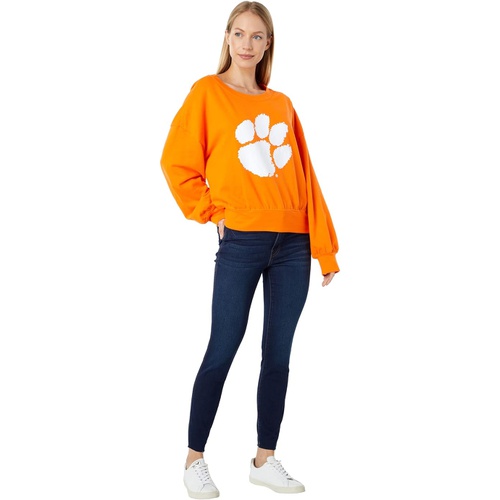  Lauren James Clemson Tigers Cropped Crew Neck Sweatshirt