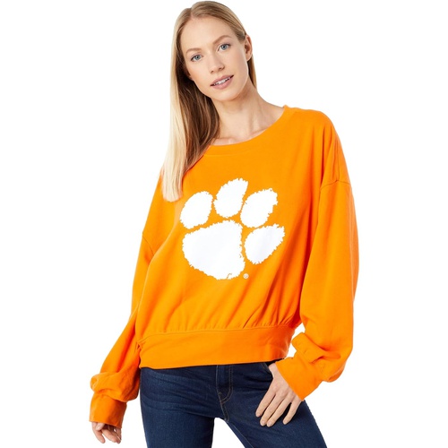  Lauren James Clemson Tigers Cropped Crew Neck Sweatshirt