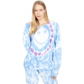 Lauren Moshi Anela Peace Happy Face Tie-Dye Boyfriend Pullover Sweatshirt