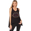 Lauren Moshi Gladys Rainbow Lip Outline Embroidered Scoop Neck Flowy Tank