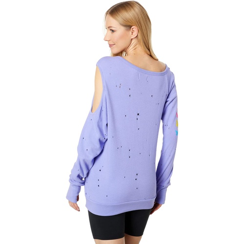  Lauren Moshi Joanna Shooting Star Asymmetrical Cold-Shoulder Sweatshirt