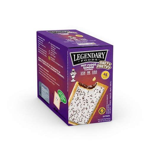  Legendary Foods Tasty Pastry Toaster Pastries | Ideal Low Carb - Keto Breakfast | Zero Sugar | Balanced Keto Snacks to Go | 15g protein | Just Pop in the Microwave! (Hot Fudge Sund