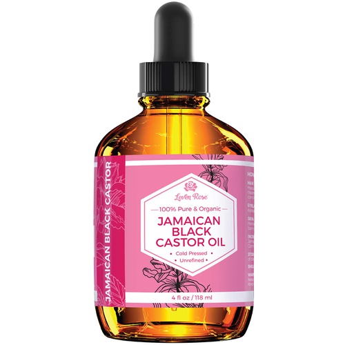  Jamaican Black Castor Seed Oil by Leven Rose, 100% Natural & Pure Organic Serum for Hair, Hot Oil Treatment, and Skin Healing for Treating Eczema, Psoriasis, Acne, Burns 4 oz