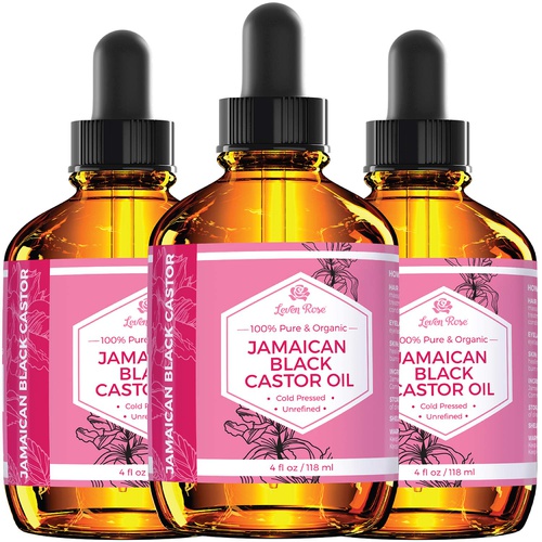  Jamaican Black Castor Seed Oil by Leven Rose, 100% Natural & Pure Organic Serum for Hair, Hot Oil Treatment, and Skin Healing for Treating Eczema, Psoriasis, Acne, Burns 4 oz