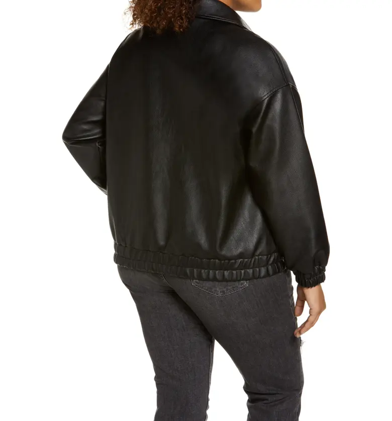 리바이스 Levis Womens Faux Leather Dad Bomber Jacket_BLACK