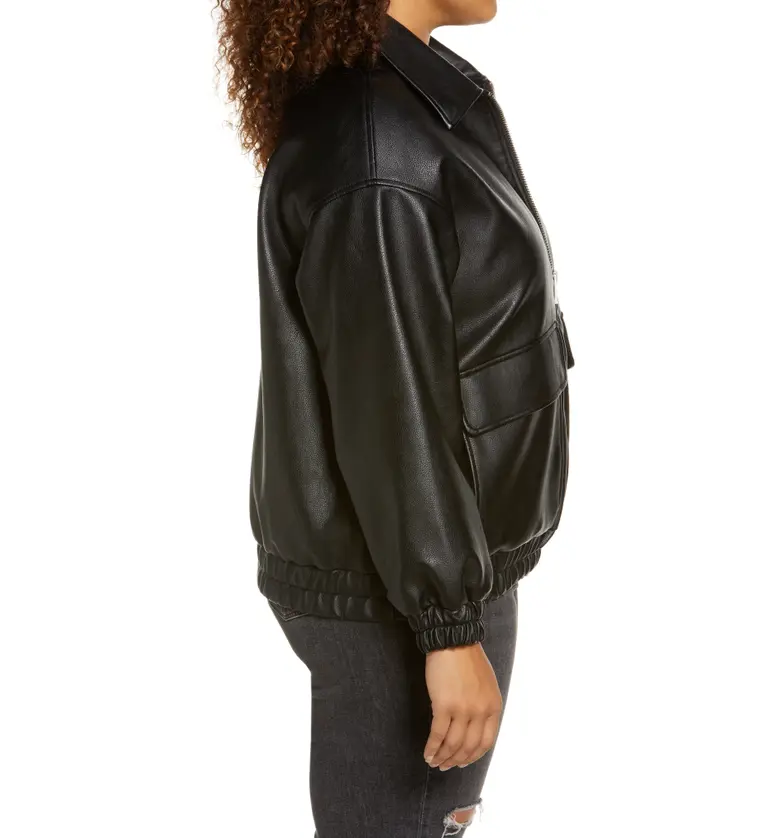 리바이스 Levis Womens Faux Leather Dad Bomber Jacket_BLACK