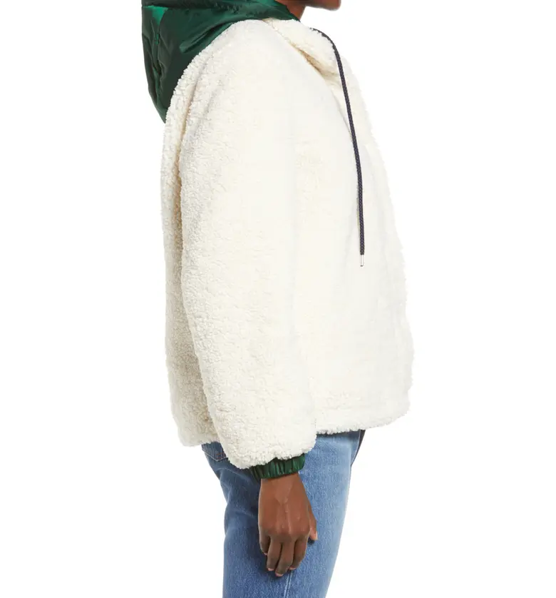 리바이스 Levis High Pile Fleece Hooded Zip Jacket_CREAM/ PINE GREEN