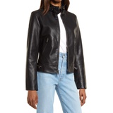 Levis Womens Faux Leather Racer Jacket_BLACK