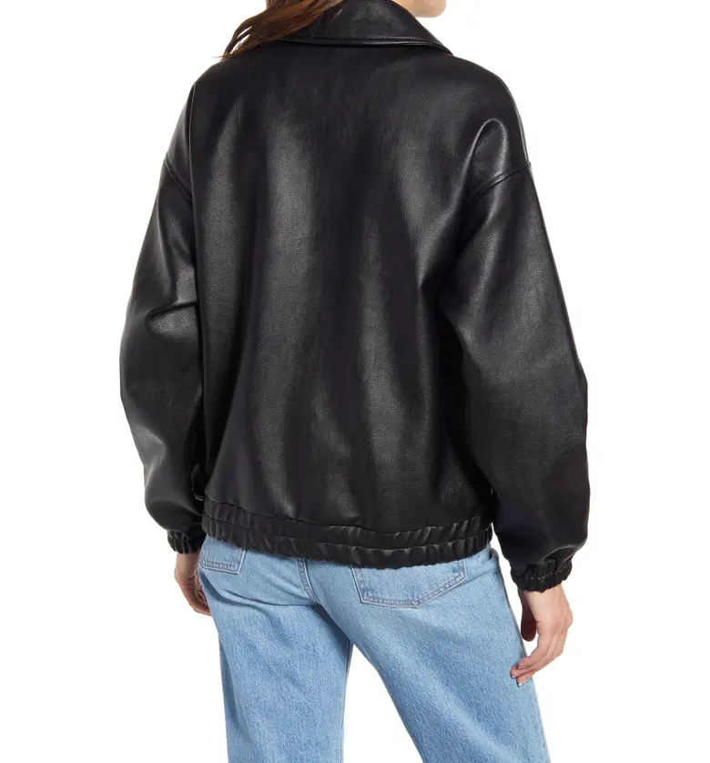 리바이스 Levis Levis Womens Faux Leather Dad Bomber Jacket_BLACK