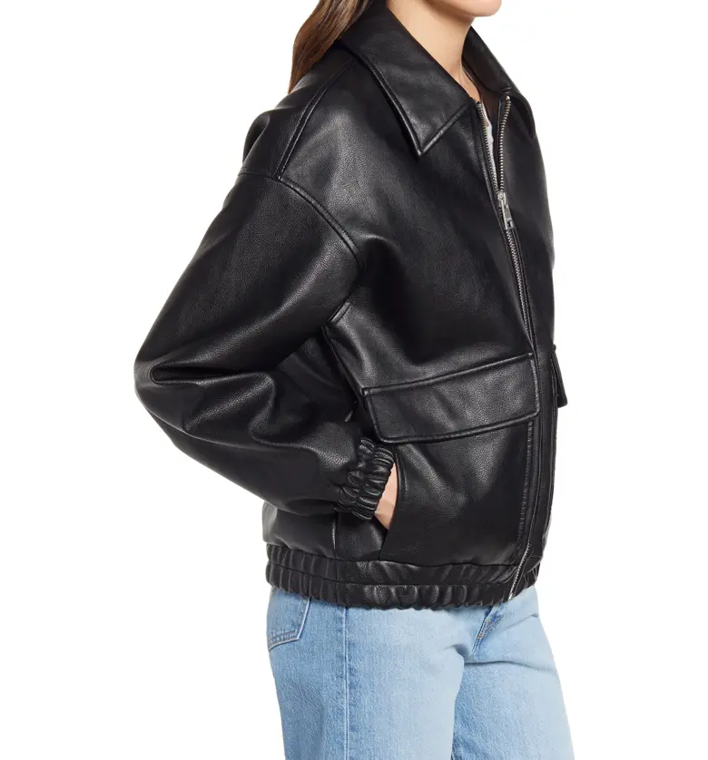 리바이스 Levis Levis Womens Faux Leather Dad Bomber Jacket_BLACK