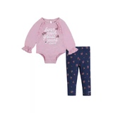 Baby Girls Floral Long Sleeve Shirt, Bodysuit, and Leggings Set