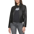Womens Faux Leather Latch Collar Racer Jacket