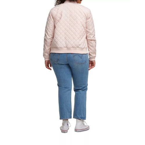 리바이스 Plus Size Trendy Diamond Quilted Bomber Jacket