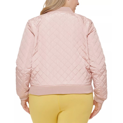 리바이스 Plus Size Trendy Diamond Quilted Bomber Jacket