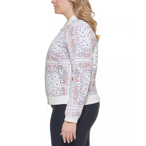 리바이스 Plus Size Trendy Diamond Quilted Bomber Jacket