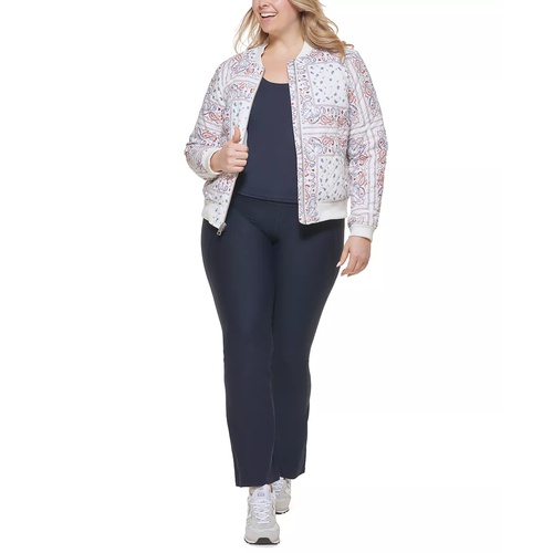 리바이스 Plus Size Trendy Diamond Quilted Bomber Jacket