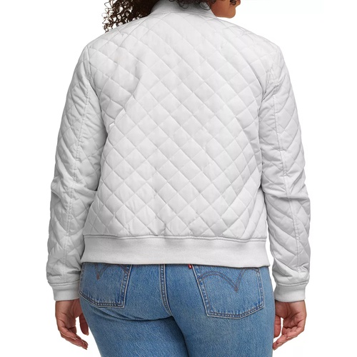 리바이스 Plus Size Trendy Diamond Quilted Bomber Jacket