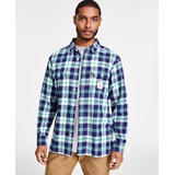 Mens Worker Relaxed-Fit Plaid Button-Down Shirt