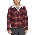 Mens Plaid Fleece-Lined Trucker Jacket