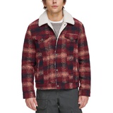 Mens Plaid Fleece-Lined Trucker Jacket