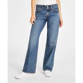 Womens Super-Low Double-Button Relaxed-Fit Denim Jean