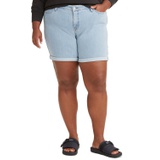 Trendy Plus Size Mid-Length Stretch Denim Shorts