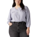 Trendy Plus Size Halsey Striped 3/4-Sleeve Blouse
