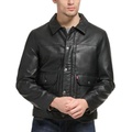 Mens Faux Leather Snap-Front Water-Resistant Jacket