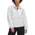 Womens Faux Leather Dad Bomber Jacket