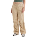 Womens Solid Drawstring-Waist Cotton Parachute Pants