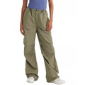 Womens Solid Drawstring-Waist Cotton Parachute Pants