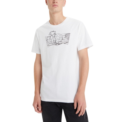 리바이스 Mens Classic-Fit Logo Outline Graphic T-Shirt