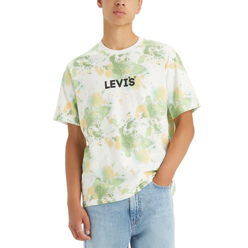 리바이스 Mens Relaxed-Fit Paint Splatter Logo T-Shirt