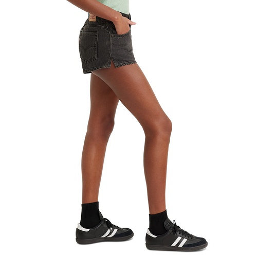 리바이스 Womens Distressed Frayed-Hem Super-Low Denim Shorts