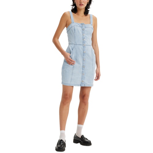 리바이스 Womens Drea Cotton Button-Front Sleeveless Dress