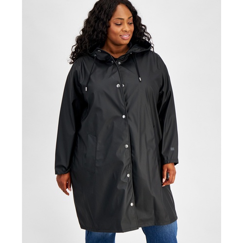 리바이스 Plus Size Hooded Long-Sleeve Zip-Front Coat