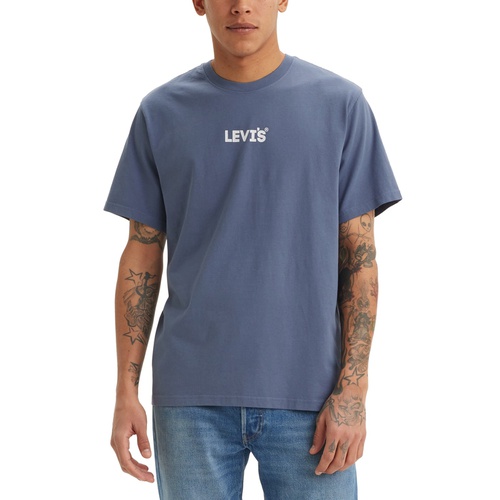 리바이스 Mens Relaxed-Fit Tidal Wave Logo Graphic T-Shirt