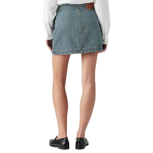 리바이스 Womens Cotton Denim Mid-Rise Wrap Skirt