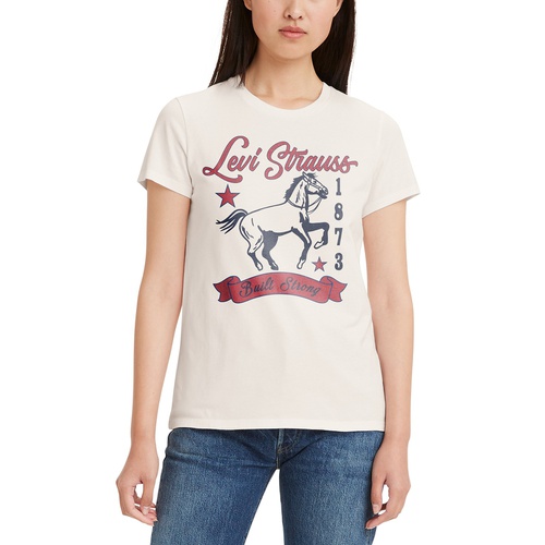 리바이스 Womens Perfect Graphic Logo Cotton T-shirt